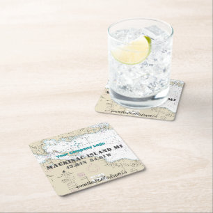 nautische Logo-lengtegraad mackinac-eiland Kartonnen Onderzetters