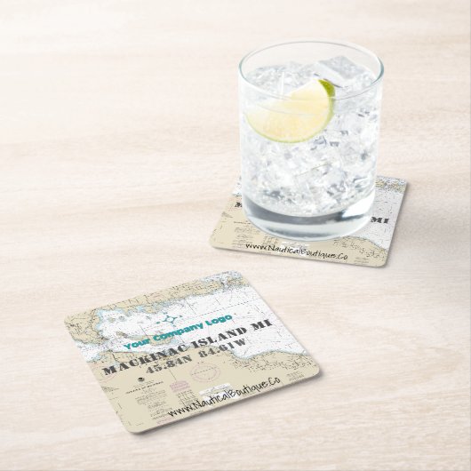 nautische Logo-lengtegraad mackinac-eiland Kartonnen Onderzetters (Insitu)