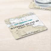 nautische Logo-lengtegraad mackinac-eiland Kartonnen Onderzetters (Schuin)