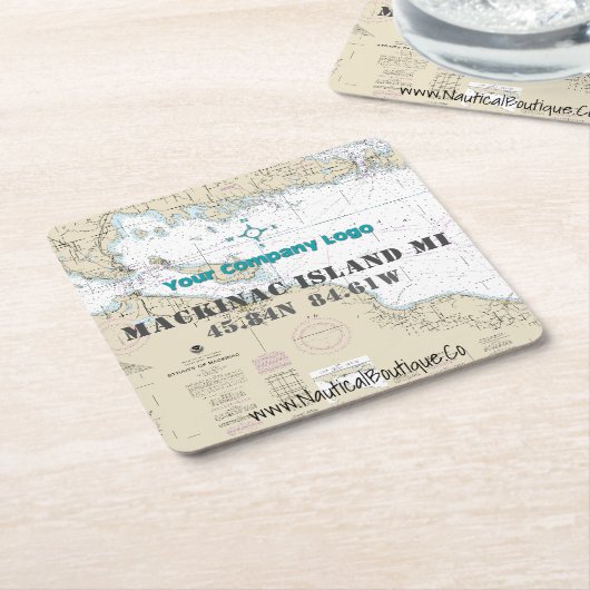 nautische Logo-lengtegraad mackinac-eiland Kartonnen Onderzetters (Schuin)
