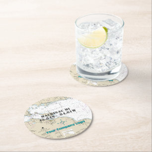 nautische Logo-lengtegraad mackinac-eiland Ronde Kartonnen Onderzetter