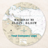 nautische Logo-lengtegraad mackinac-eiland Ronde Kartonnen Onderzetter (Voorkant)