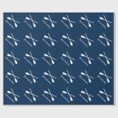 Nautische logo marineblauw en witte matte cadeaupapier (Vlak)