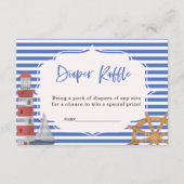 Nautische Luier Raffle Blauwe jongen Baby shower K Informatiekaartje (Voorkant)