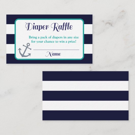 Nautische luier Raffle Inserts | Anchor Informatiekaartje (Voorkant / Achterkant)