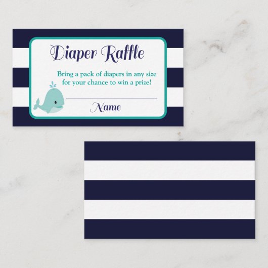 Nautische luier Raffle Inserts | Whale Informatiekaartje (Voorkant / Achterkant)