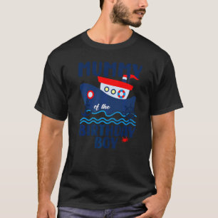 Nautische mama van de verjaardag jongen zeilers fa t-shirt