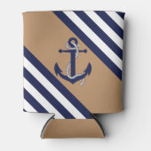 Nautische marine anker / touw, blauwe streep - lt blikjeskoeler (Voorkant)