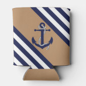 Nautische marine anker / touw, blauwe streep - lt blikjeskoeler (Achterkant)