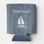 Nautische marine blauw aangepaste familie meer hui blikjeskoeler (Achterkant)