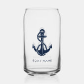 Nautische Marine Blauw Anker Boot Naam Custom Blikvorm Glas (Achterkant)