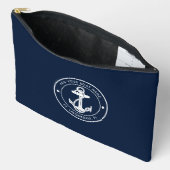 Nautische Marine Blauw Anker Boot Naam Custom Etui (Open)