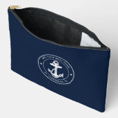 Nautische Marine Blauw Anker Boot Naam Custom Etui (Open)
