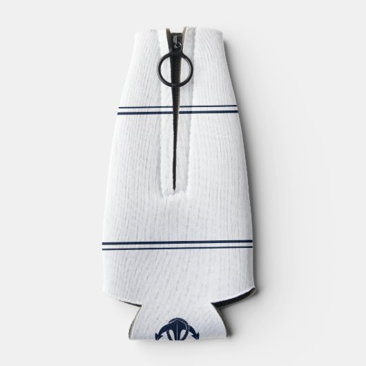 Nautische Marine Blauw Anker Boot Naam Custom Flesjeskoeler (Achterkant)