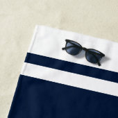 Nautische Marine Blauw Anker Boot Naam Custom Strandlaken (In situ)