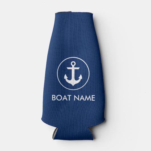 Nautische marine blauw anker boot naam fles koeler (Voorkant)