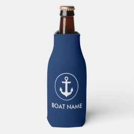 Nautische marine blauw anker boot naam fles koeler