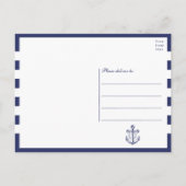 Nautische marine blauw anker bruiloft dank u briefkaart (Achterkant)