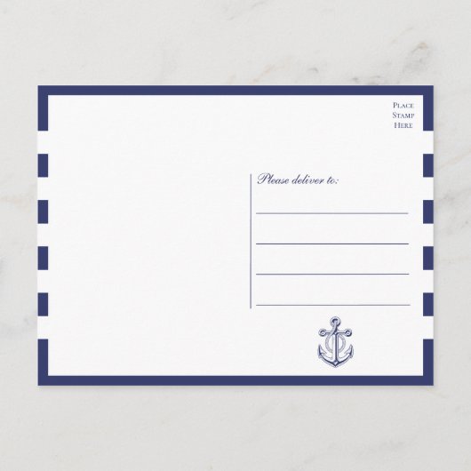 Nautische marine blauw anker bruiloft dank u briefkaart (Achterkant)