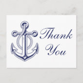 Nautische marine blauw anker bruiloft dank u briefkaart (Voorkant)