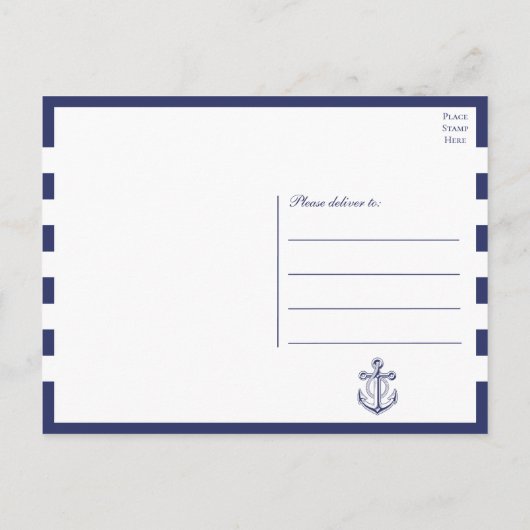 Nautische marine blauw anker bruiloft dank u briefkaart (Achterkant)