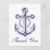 Nautische marine blauw anker bruiloft dank u briefkaart (Voorkant)