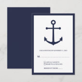 Nautische marine blauw anker bruiloft RSVP Kaartje (Voorkant / Achterkant)