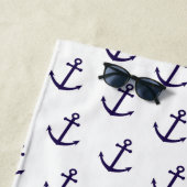 Nautische Marine Blauw Anker Custom Beach Handdoek (In situ)