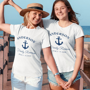 Nautische Marine Blauw Anker Familie Reünie Vrouwe T-shirt