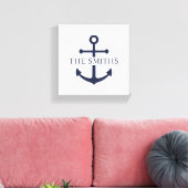 Nautische Marine Blauw Anker Gepersonaliseerde Fam Canvas Afdruk (Insitu (Woonkamer))