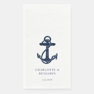 Nautische Marine Blauw Anker Kustbruiloft Servet