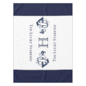 Nautische Marine Blauw Anker Kustkust Monogrammed  Tafelkleed (Voorkant)