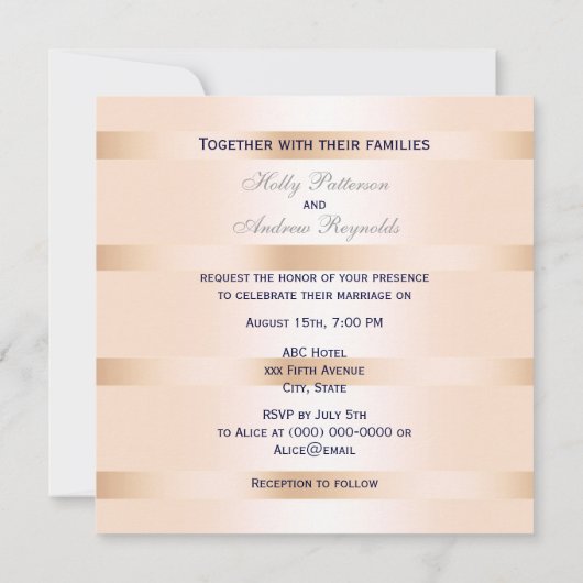 Nautische marine blauw anker roze BG SQ bruiloft Kaart (Achterkant)