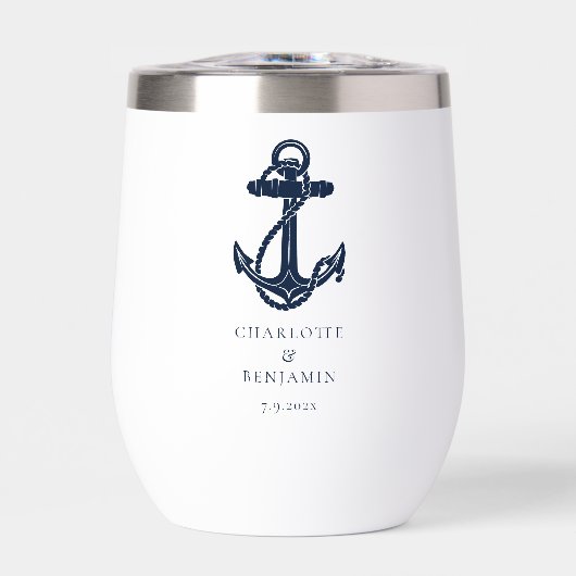 Nautische marine blauw anker strand bruiloft (Voorkant)