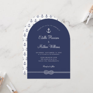 Nautische Marine Blauw Anker Touw Wedding Kaart
