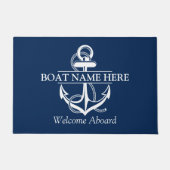 Nautische marine blauw anker welkom aan boord deur deurmat (Voorkant)