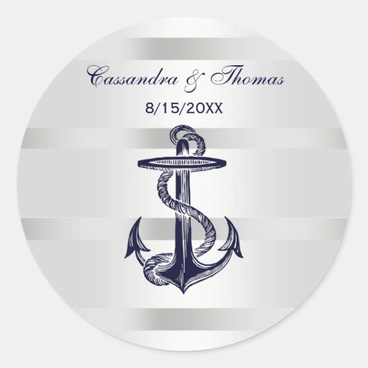 Nautische marine blauw anker WHT BG R envelop afdi Ronde Sticker (Voorkant)