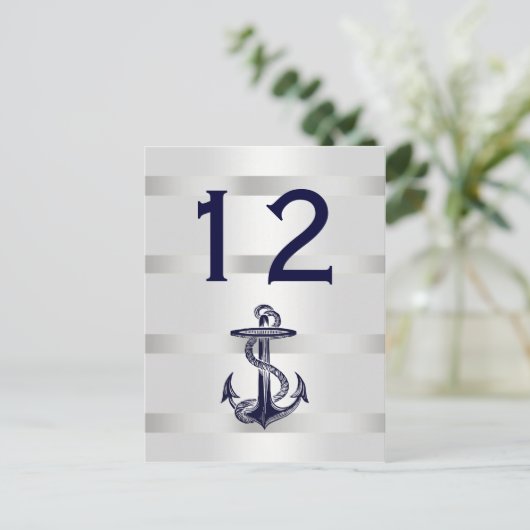 Nautische Marine Blauw Anker Wit BG V Tafelnummer (Staand voorkant)