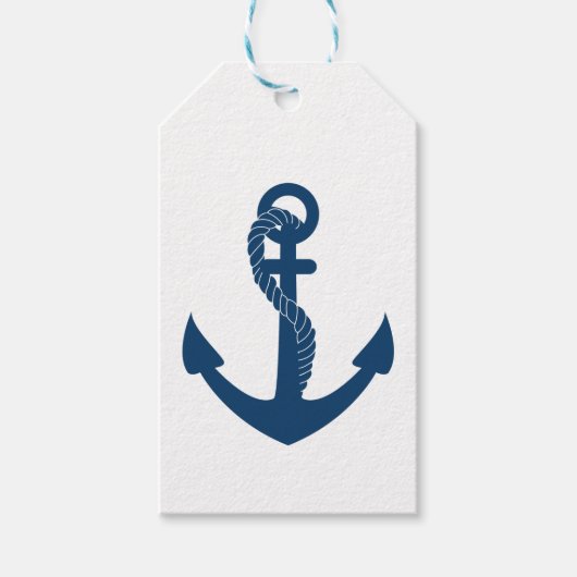 Nautische marine blauw anker zeiler bruiloft oceaa cadeaulabel (Voorkant)