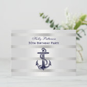 Nautische marine blauw anker zilver bij BG H verja Kaart (Staand voorkant)