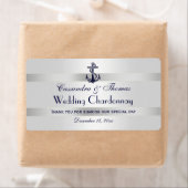 Nautische Marine Blauw Anker Zilver WHT Wijnfles Etiket (Insitu)