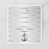 Nautische Marine Blauw Anker Zilver Wit Plaatskaartje (Buitenkant ongevouwen)