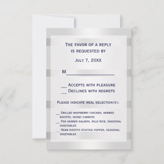 Nautische Marine Blauw Anker Zilver Wit V RSVP Men (Achterkant)