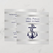 Nautische marine blauw anker zilver WT BG SQ Sweet Kaart (Voorkant / Achterkant)
