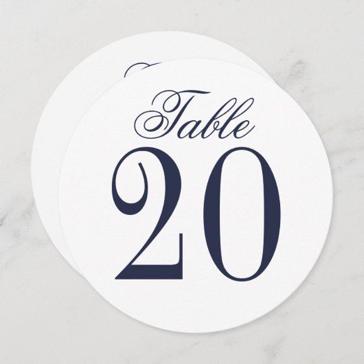 Nautische Marine Blauw Bruiloft Cirkel Tafelnummer (Voorkant / Achterkant)