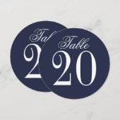 Nautische Marine Blauw Bruiloft Cirkel Tafelnummer (Voorkant / Achterkant)