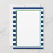 Nautische Marine Blauw en Groene Streep Monogram Notitiekaartje (Achterkant)
