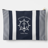 Nautische Marine blauw en wit gestreept met Anker Etui (Achterkant)