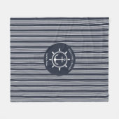 Nautische Marine blauw en wit gestreept met Anker Fleece Deken (Voorkant (Horizontaal))