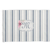 Nautische Marine blauw en wit gestreept met Anker Kussensloop (Voorkant-Rechts)